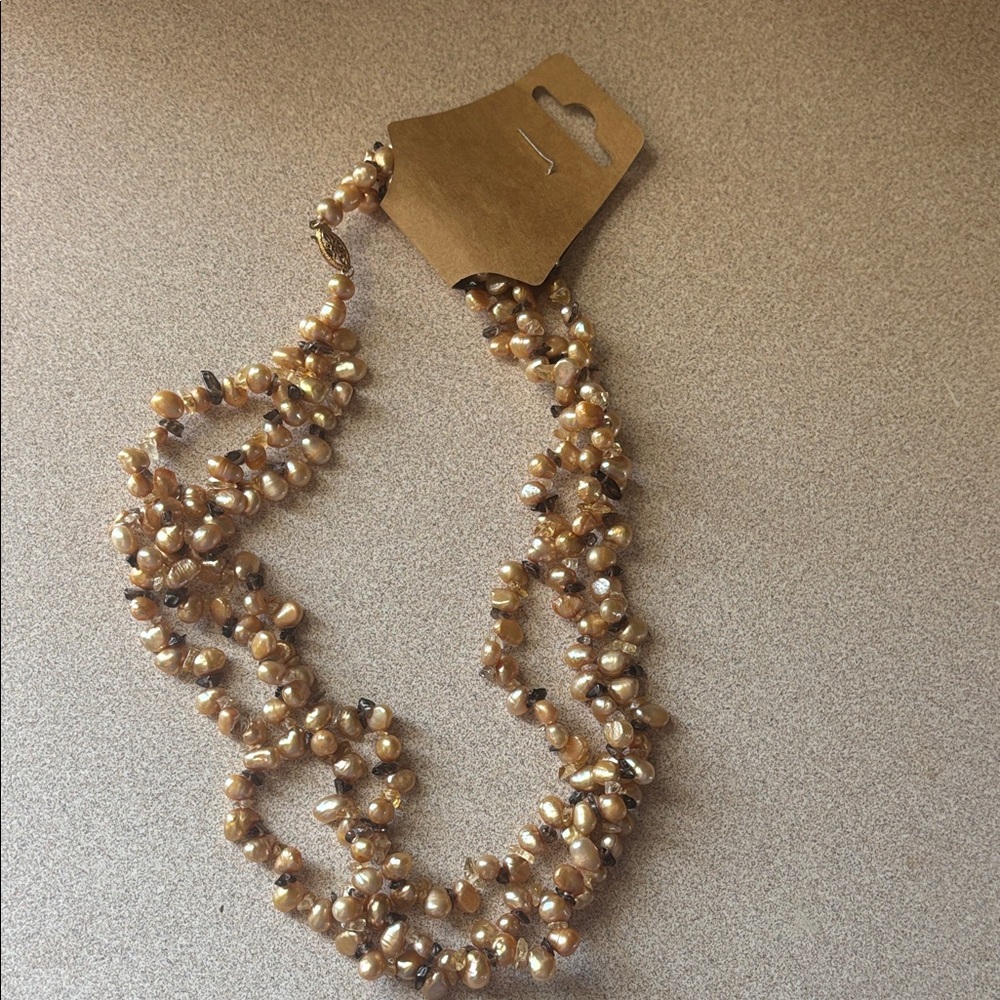 Multi-Strand Peach Pearl Necklace - Women Jewelry